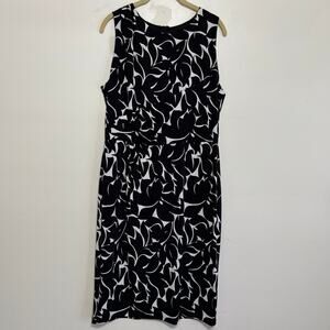 MSK Black White Abstract Print Sleeveless Sheath Dress Size 14